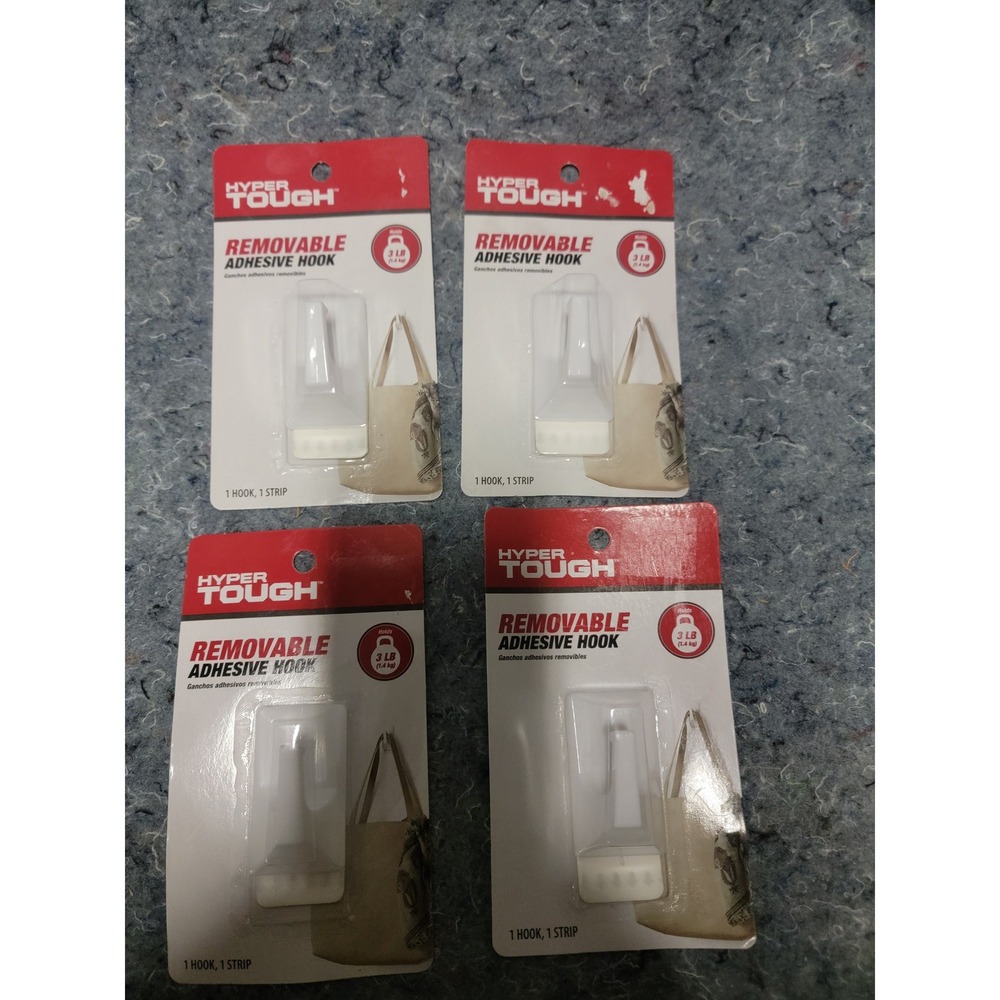 Hyper Tough Removeable Adhesive Hooks Set of 4